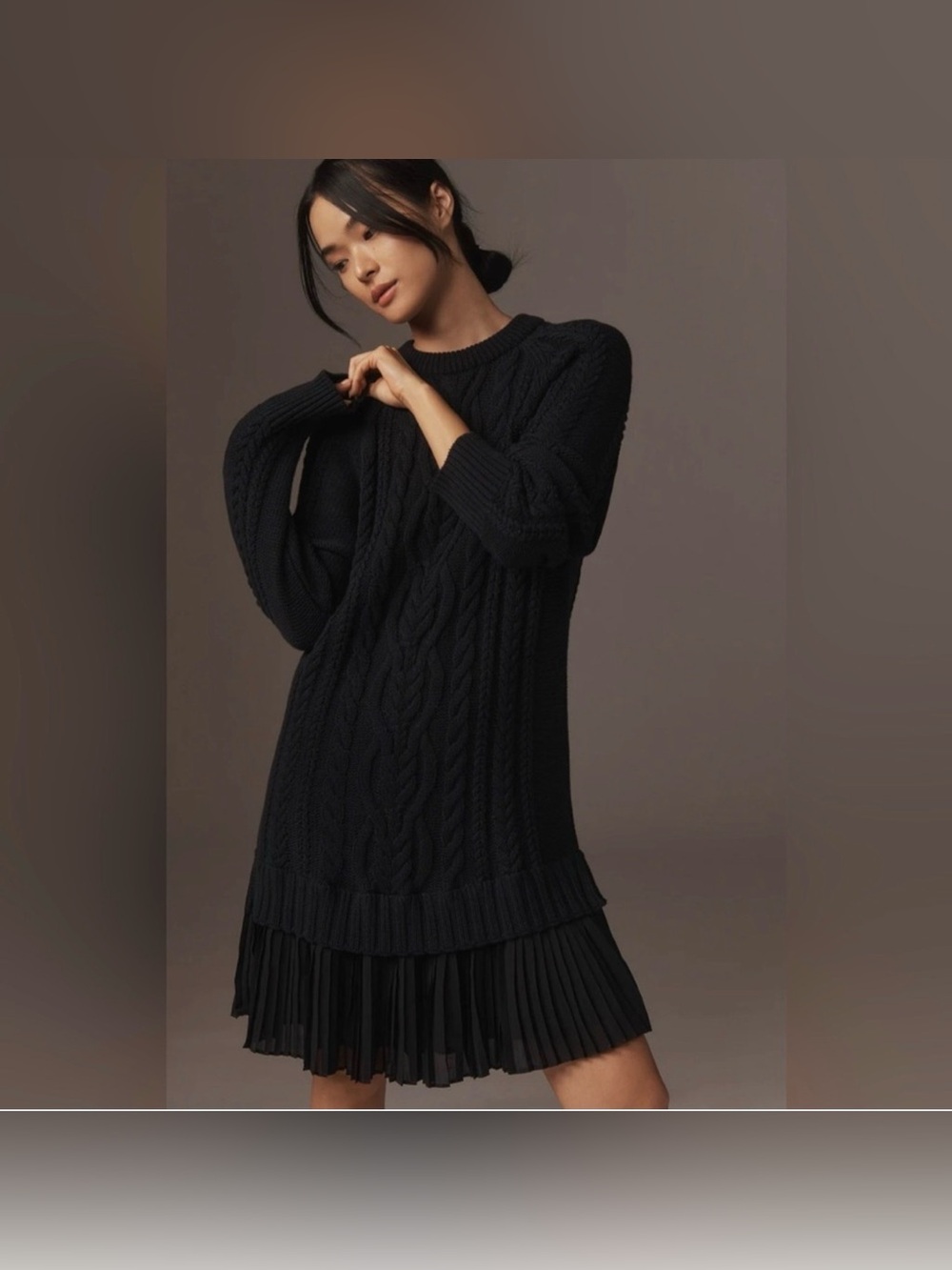 Anthropologie Delphine Sweater Twofer Mini Dress Black Small